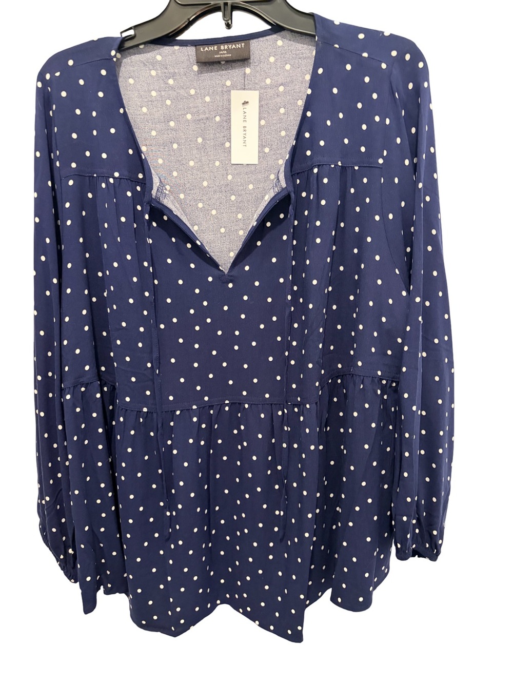 Lane Bryant Bracelet-Sleeve Blouse Navy White Size 14/16 NWT